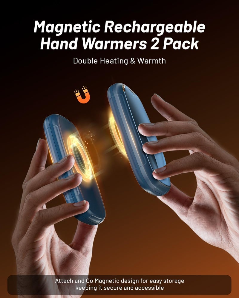 Aililan Hand Warmers Rechargeable 2 Pack, 3-Settings Rechargeable Hand Warmer, AI Smart Heating, Pocket Portable Electric Hands Warmer, Magnetic Handwarmers, A Winter for Kids and Loved Ones - Image 3